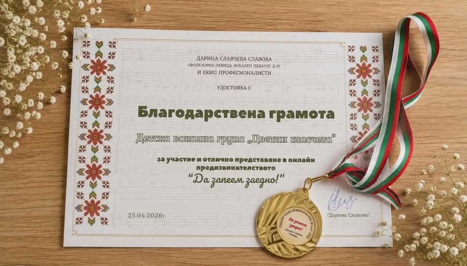 Certificate of appreciation for Colourful Little Voices